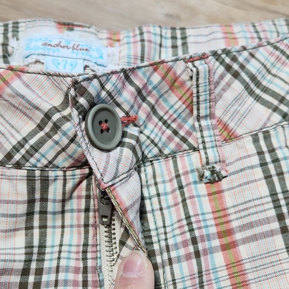 ☔️💜Anchor Blue Khaki & Olive Plaid Bermuda Shorts Size 7 - Picture 4 of 12